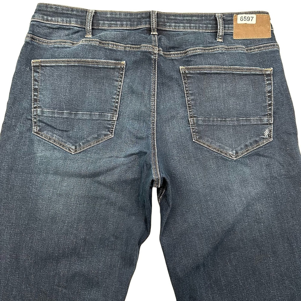 Silver Grayson Relaxed Jeans Mens 40x30 Blue Straight Stretch Denim Dark Wash